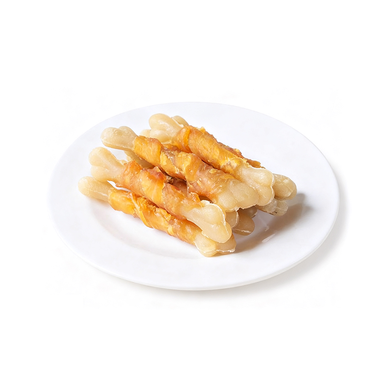 Куриный рулет в форме кости со вкусом курицы, чистка зубов домашних животных